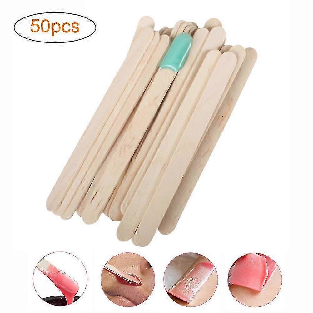 50Pcs Wooden Waxing Wax Spatulas Hair Removal Stick Applicators Professional Facial Spa Tongue Depressor Tool