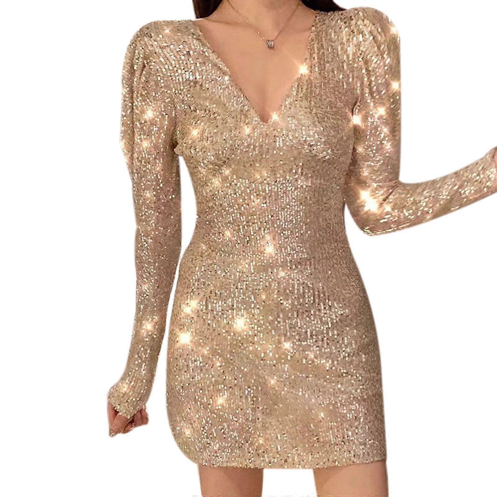2023 Nouvelles Femmes Dames French Connection Sequin Or Robe Robe De Soirée S - XL