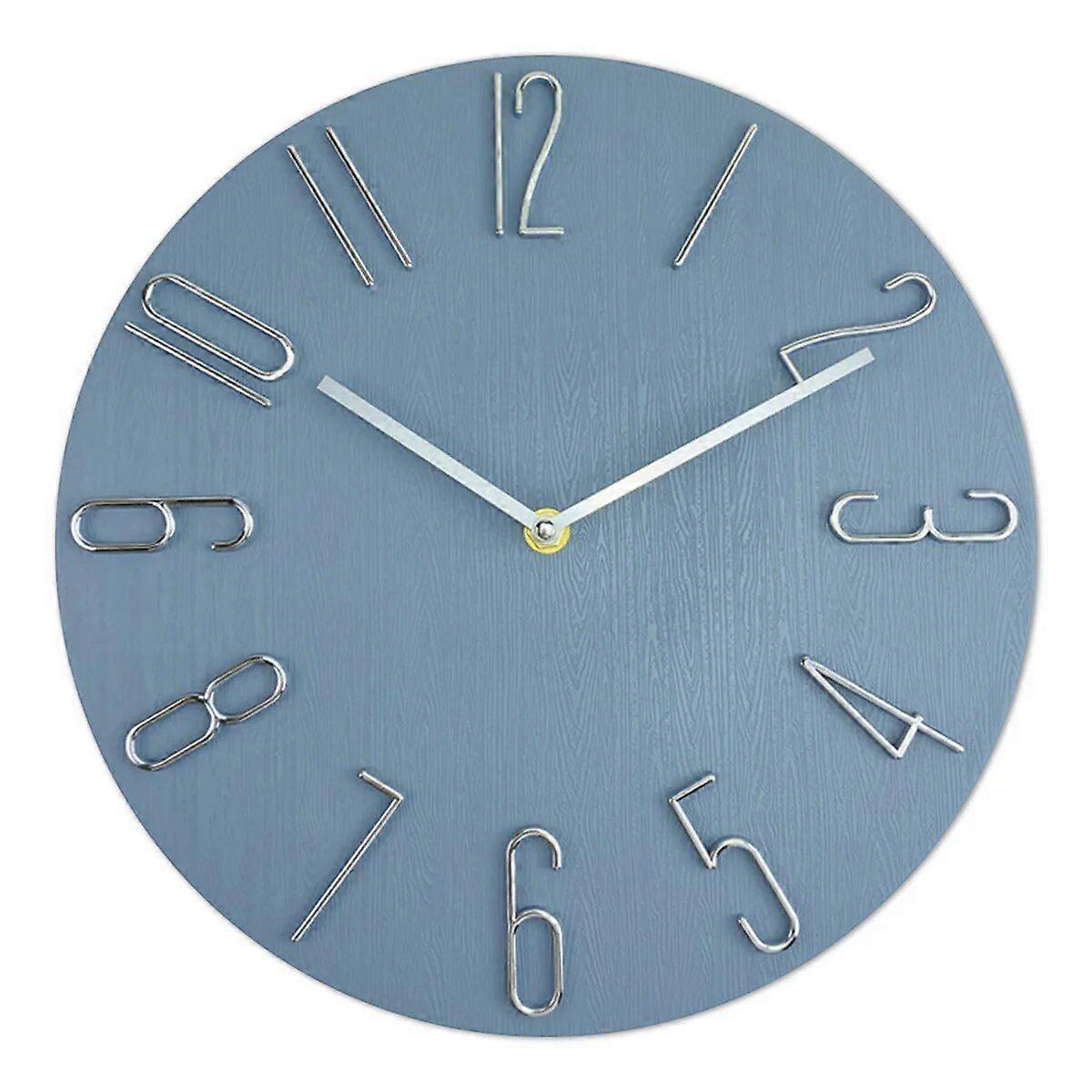 12 Inch Large Wall Clock 3D Number Decorative Wall Clock Non-Ticking Silent Quartz Wall Clock Battery Operated Simple Round Wall