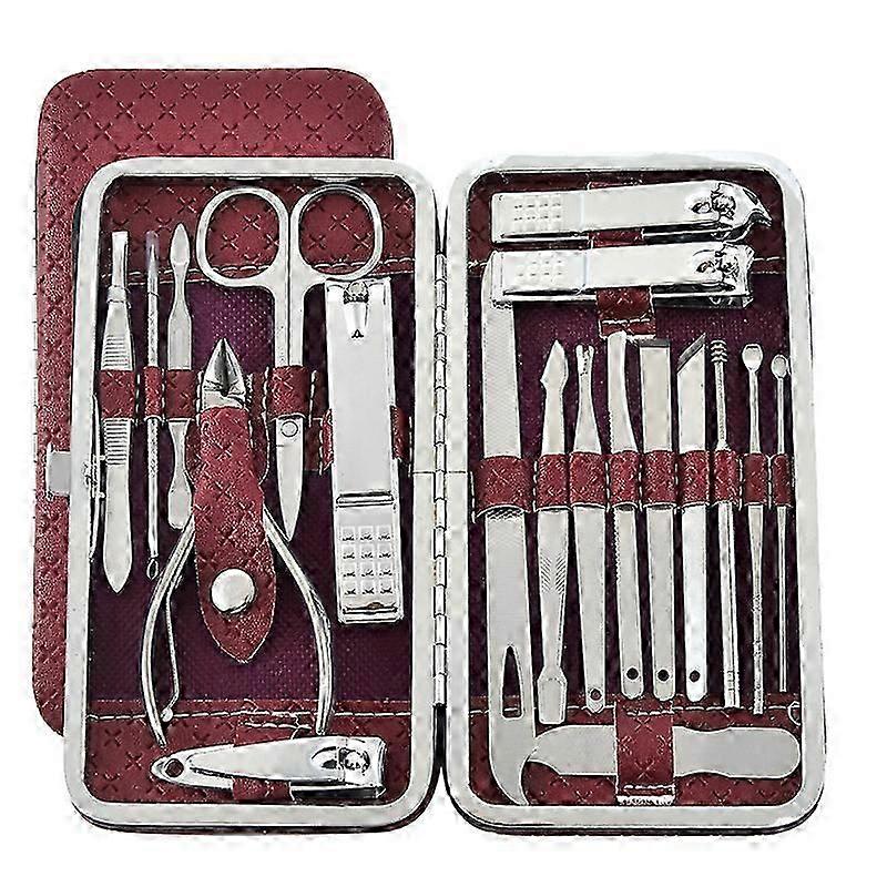 Nail Clipper Kit Manicure Set Stainless Steel Pedicure Kit For Nail Care Tools Fingernails Toenails, 19 Pieces