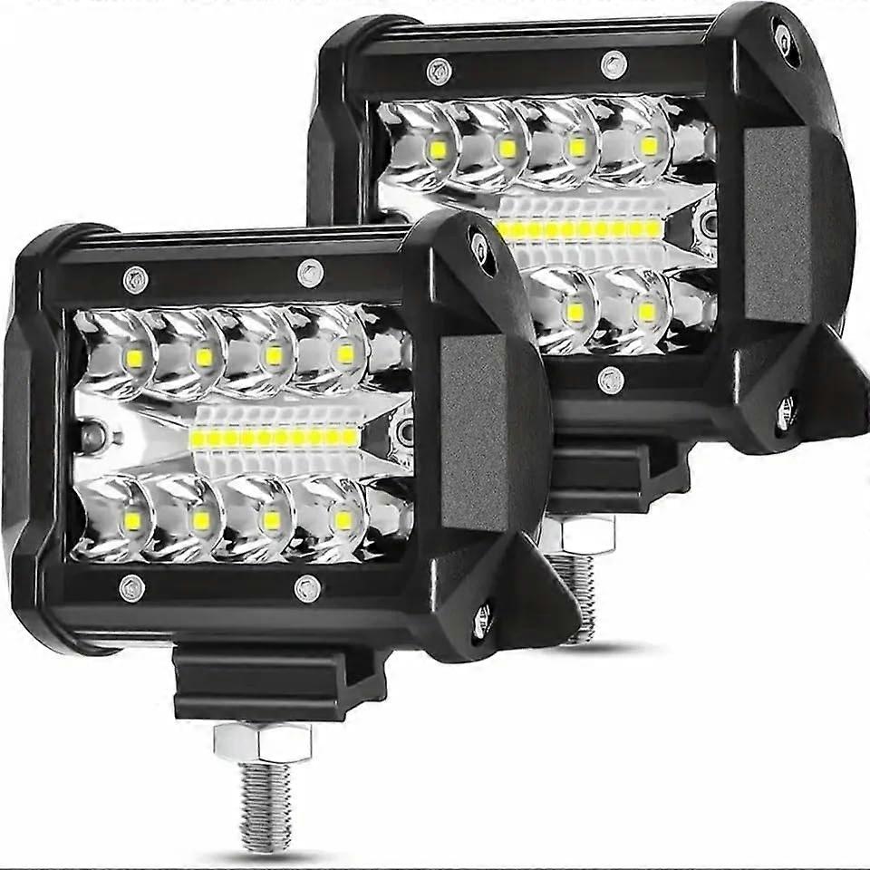 4 Inch LED Light Bar 2-Pack Triple Row, Spot Beam, Waterproof, Adjustable Mounting Bracket, For Jeep Wrangler YJ XJ MJ