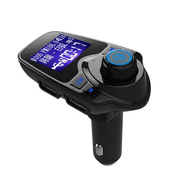 Bluetooth Car Fm Transmitter Audio Adapter Receiver Wireless Hands Free Car Kit W 1.44 Inch Display - Black Matte