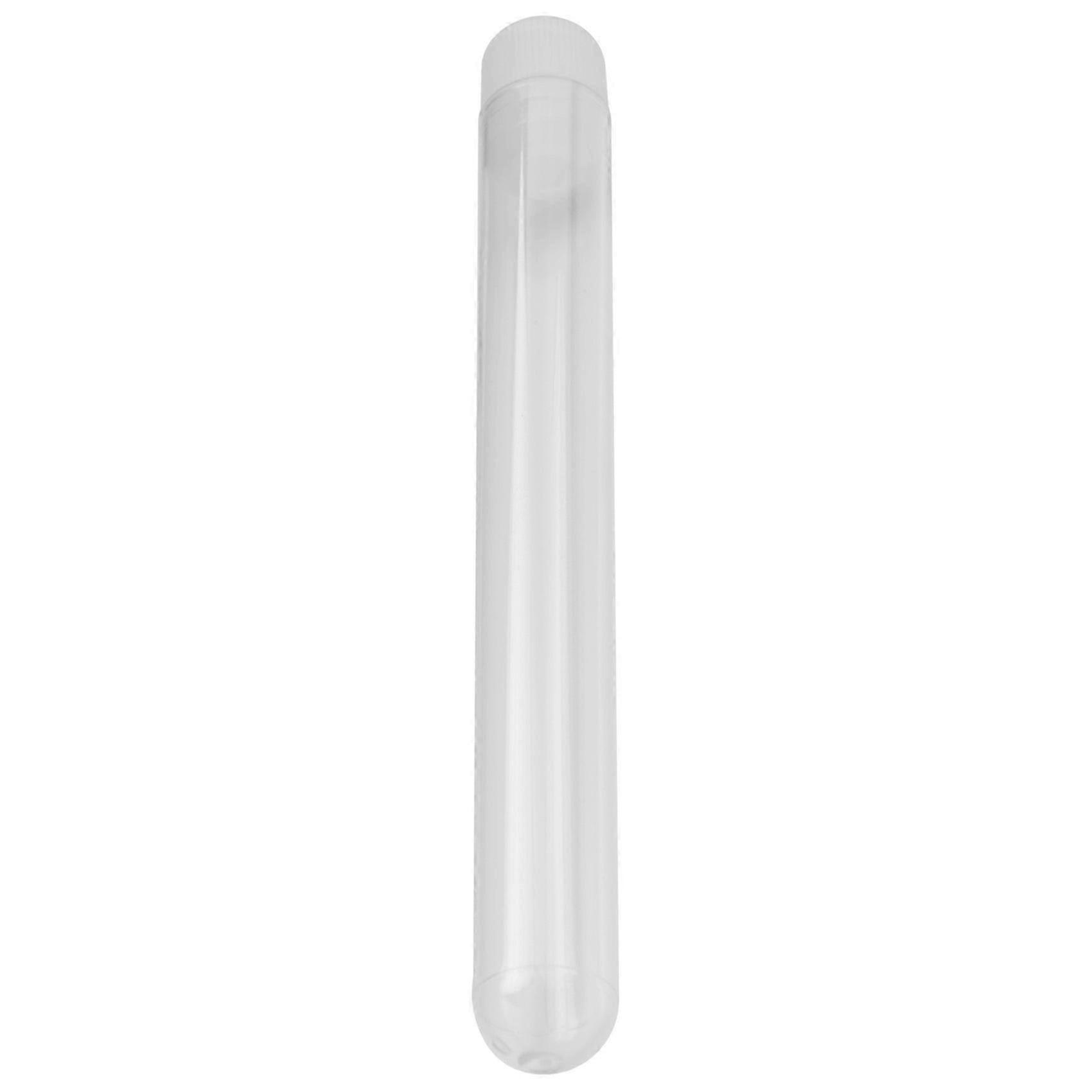 100Pcs 12X100mm Transparent Laboratory Clear Plastic Test Tubes Vials with Push Caps School Lab Sup
