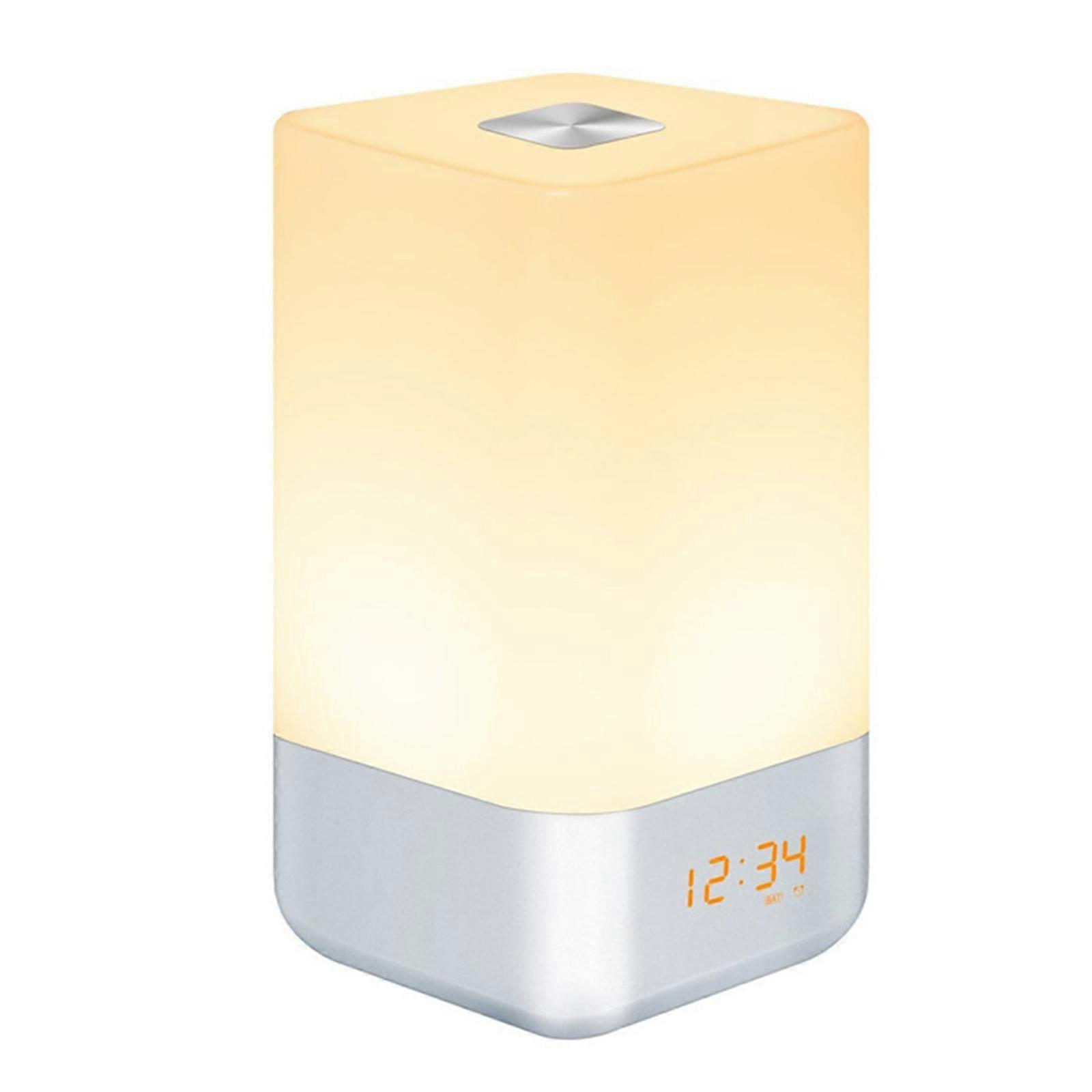 Simulated Sunrising Wake Up Light Lamp with Alarm Clock Multifunctional Gentle Morning Bedsides Lighting Lamp