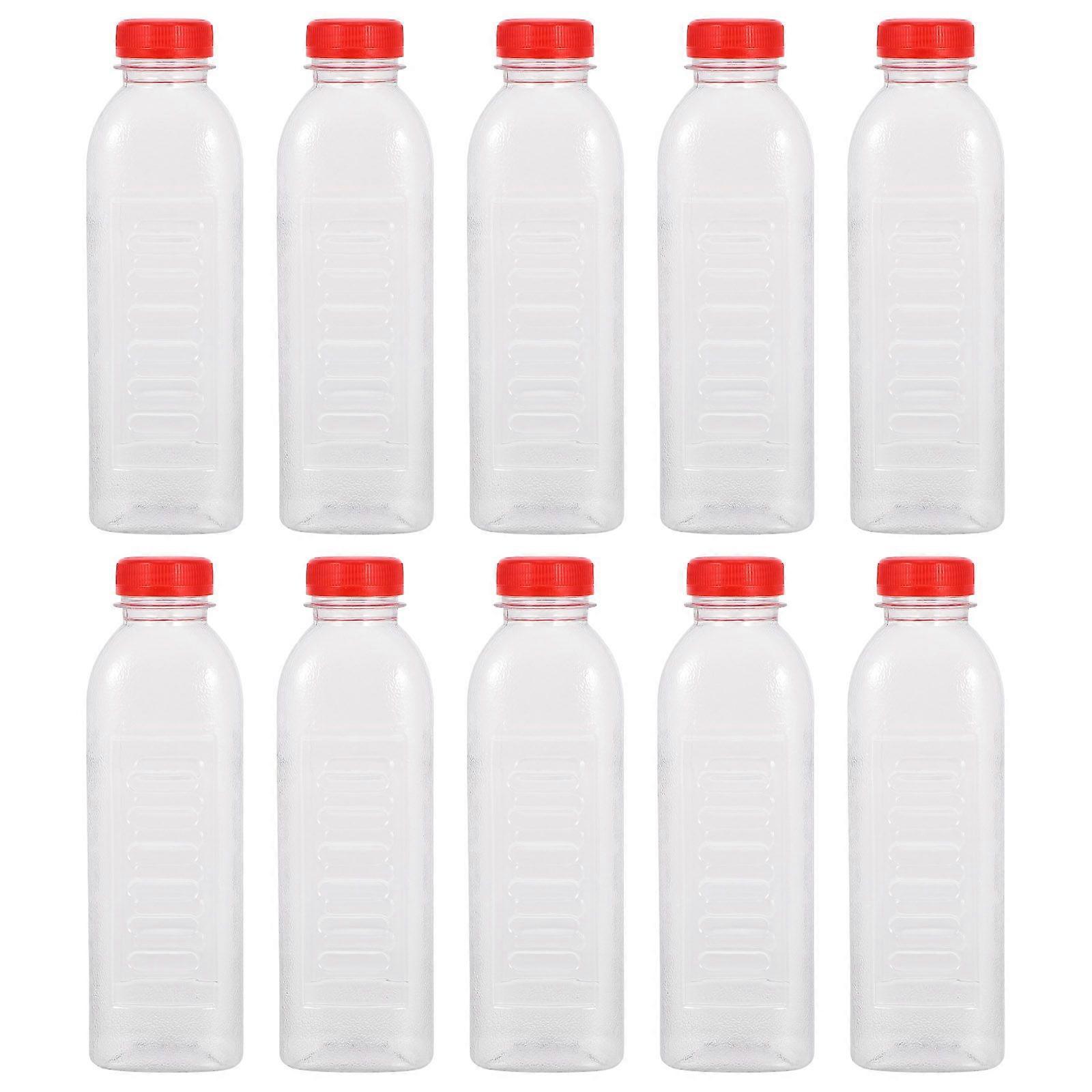 10Pcs 500ml Disposable Plastic Empty Bottles Transparent Bottles with Scale