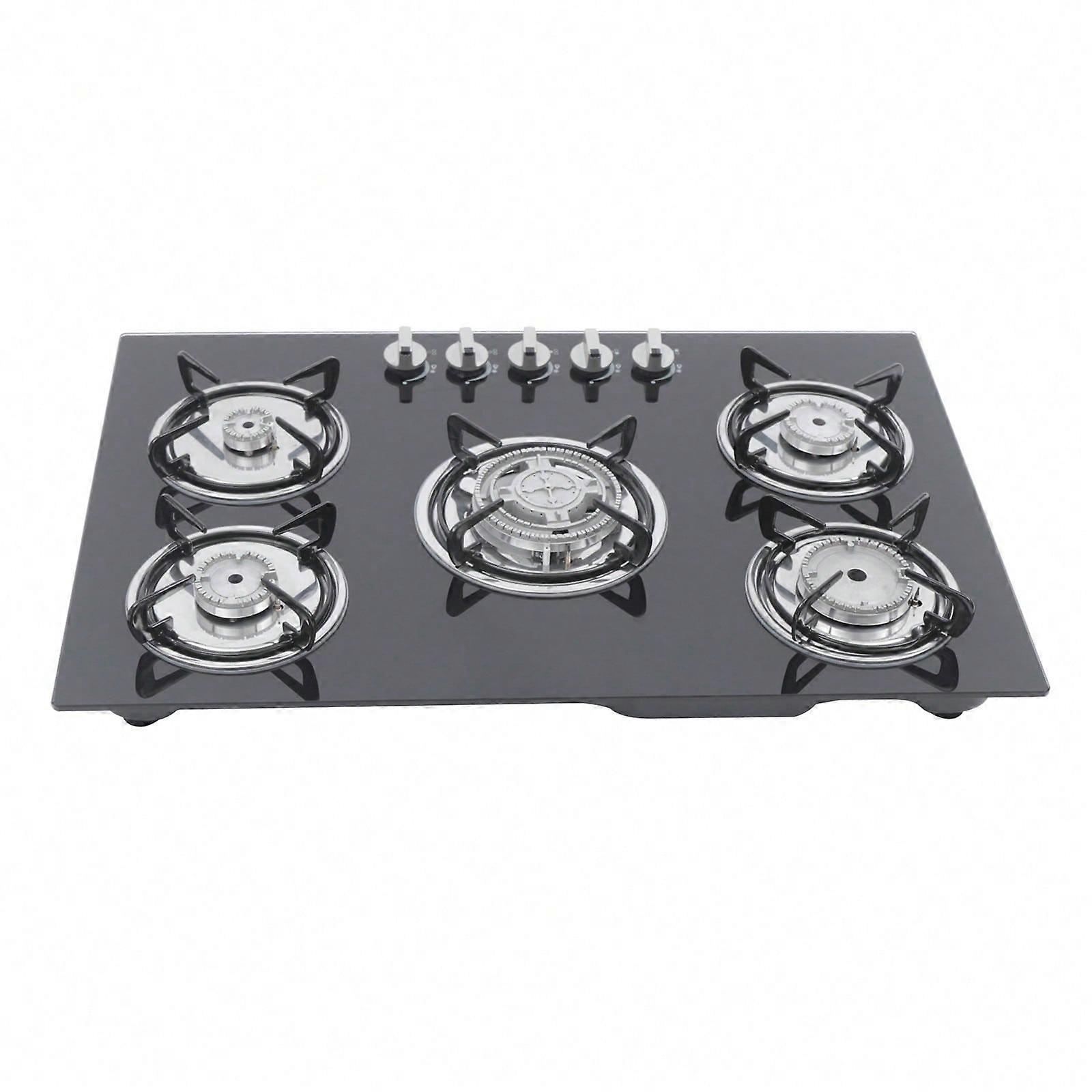 Table de cuisson à gaz de 30 pouces, cuisinière à gaz avec 5 brûleurs à haut rendement, plaque de cuisson à gaz en acier inoxydable intégrée pour la cuisine, cuisinière à gaz convertible GN/GPL