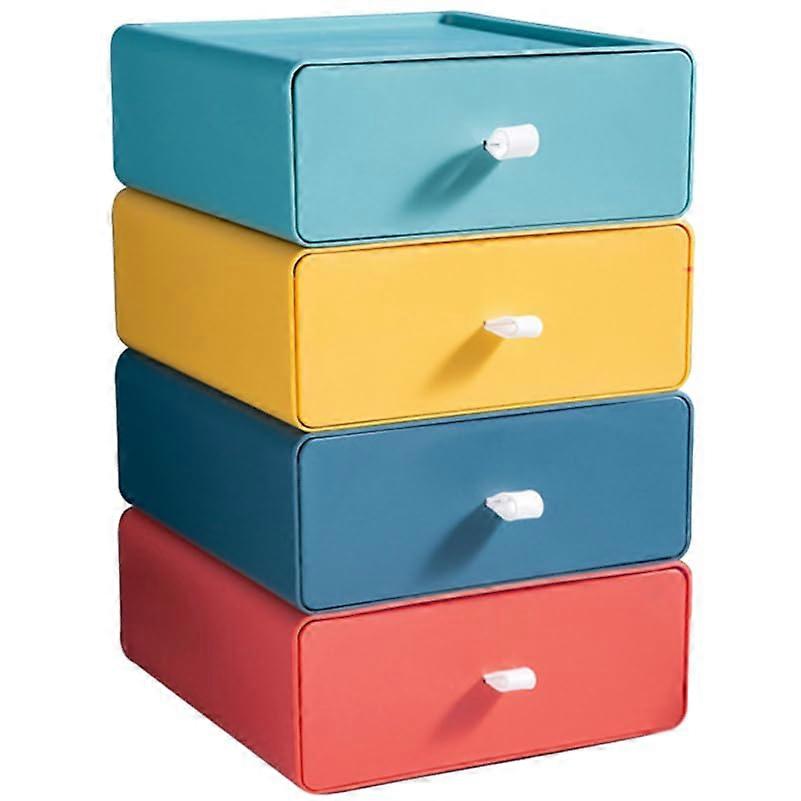 4pcs Stackable Drawer Boxes MultiFunctional Desktop Storage Organizers for Office and Home Material for Stationery Cosmetics and Sundries