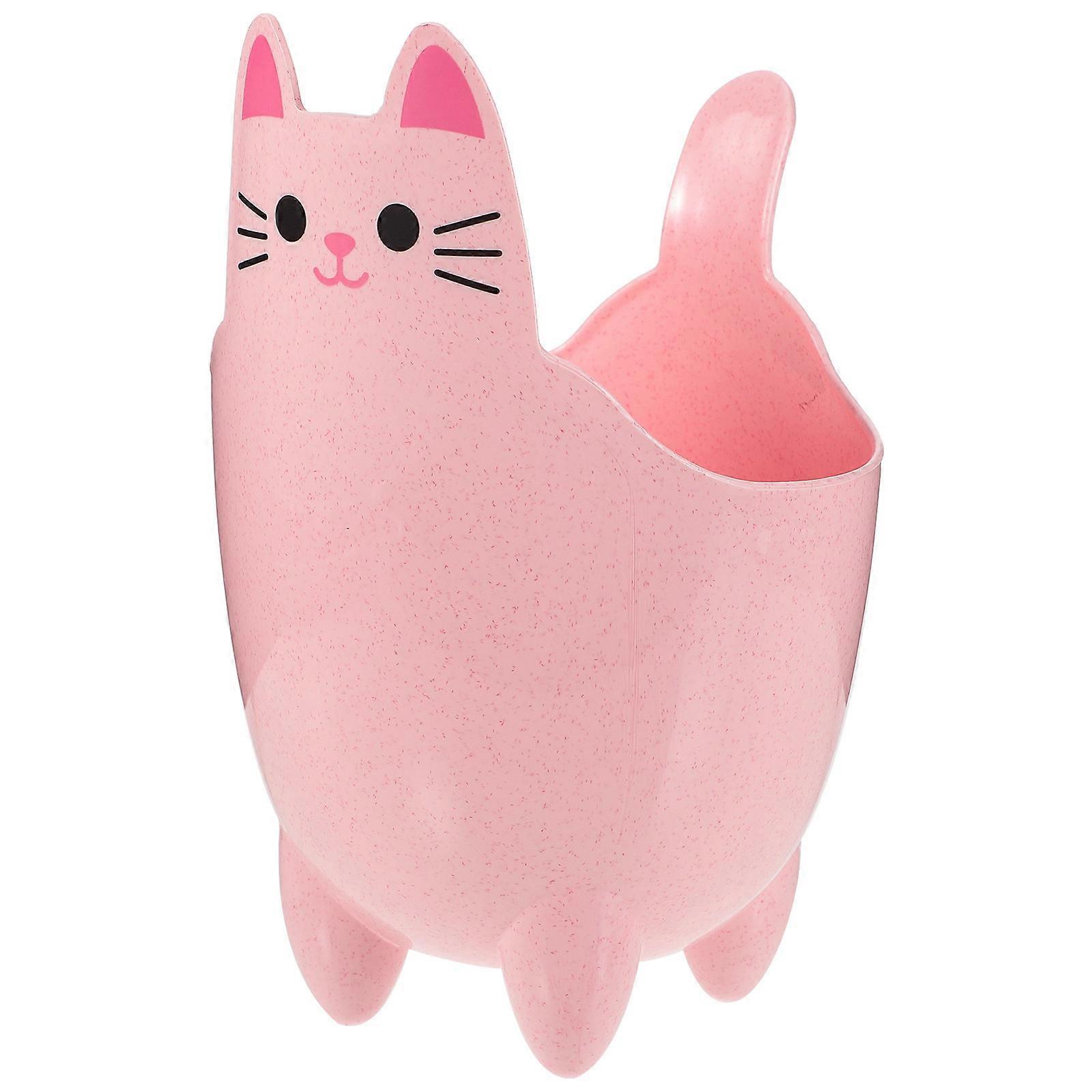 Cute Cat Trash Can Mini Cartoon Waste Bin Lightweight Desktop Storage Bucket Bedroom Dorm Office Versatile Small Trash Holder Pink