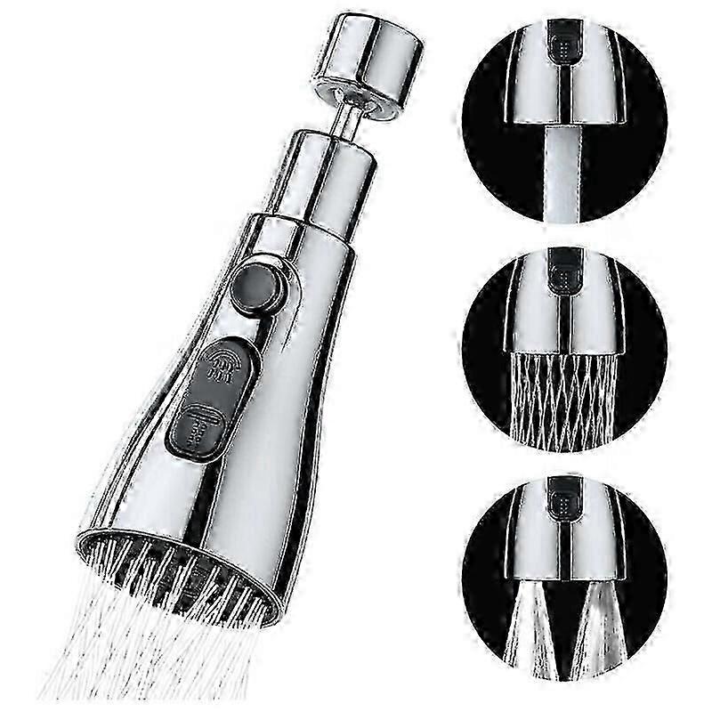 Eco-friendly Sink Aerator, Stainless Steel And Aluminum Alloy Kitchen Faucet Head, Big Angle Rotatable For Maximum Flexibility, 3-function Sprayer