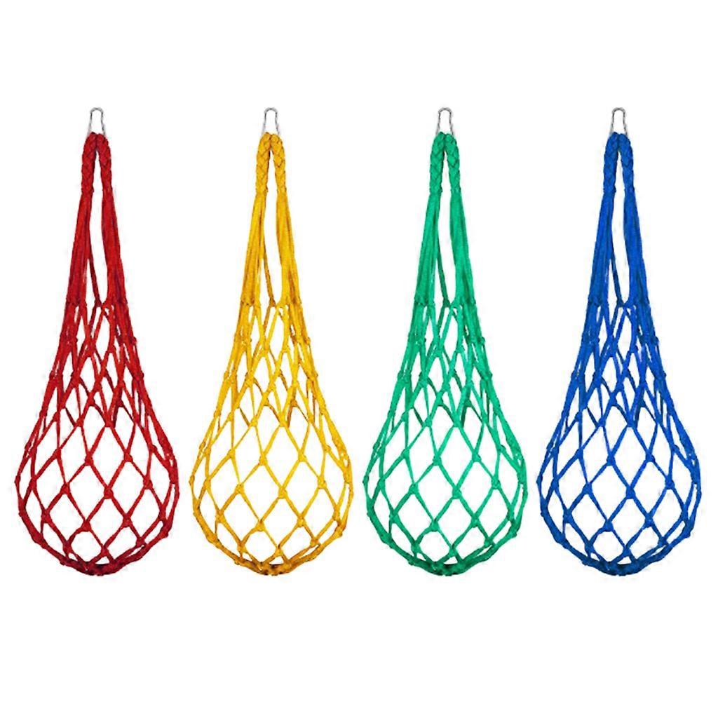Chicken Vegetable String Bag Poultry Fruit Holder Chicken Cabbage Feeder Treat Feeding Tool with Hook for Birds 4 Pieces