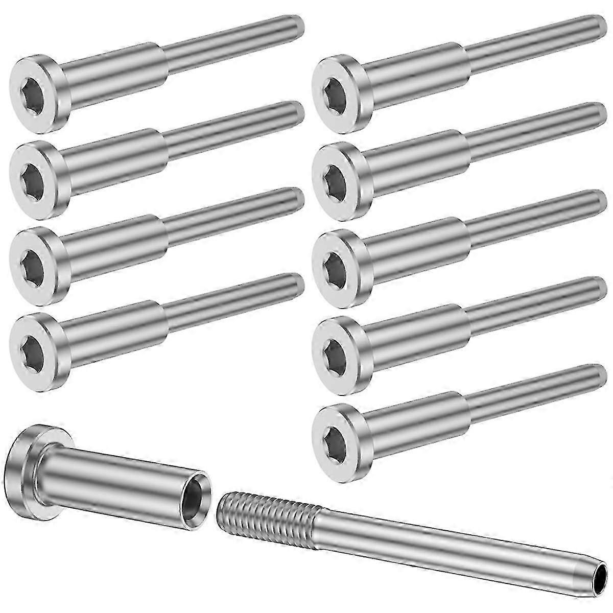 10Pcs Invisible Cable Railing Kit, Swage Stud End for Cable Railing, Swage Tensioner Cable Railing System for Wood