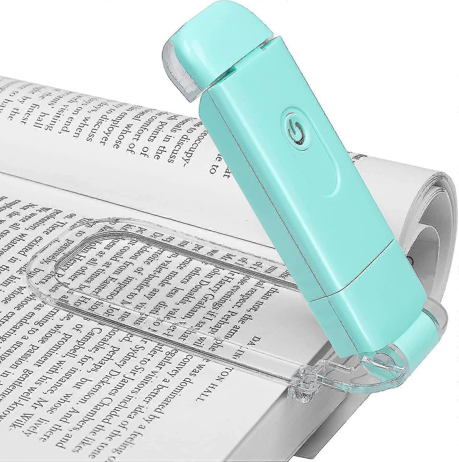 USB Rechargeable LED Book Light with 2 Brightness Levels - Blue Clip-On Reading Light
