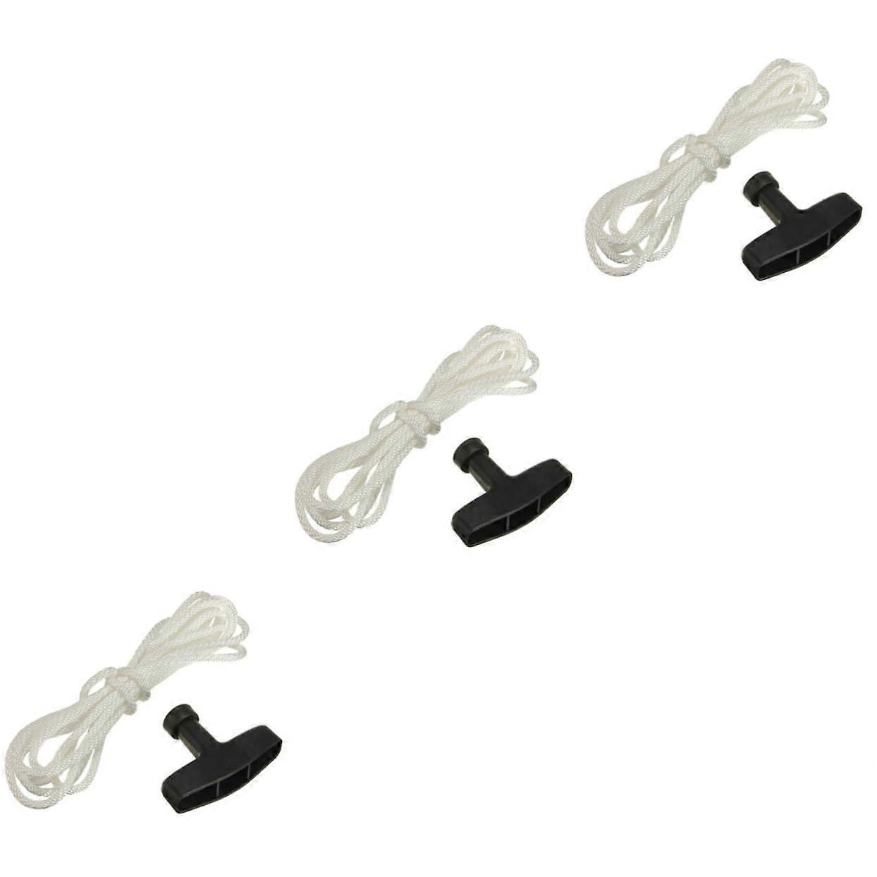 Mower Pull Start Rope Handle 3-Pack Plastic and Polyester Recoil Starter Compatible Lawn Mower Pull Cord Handle