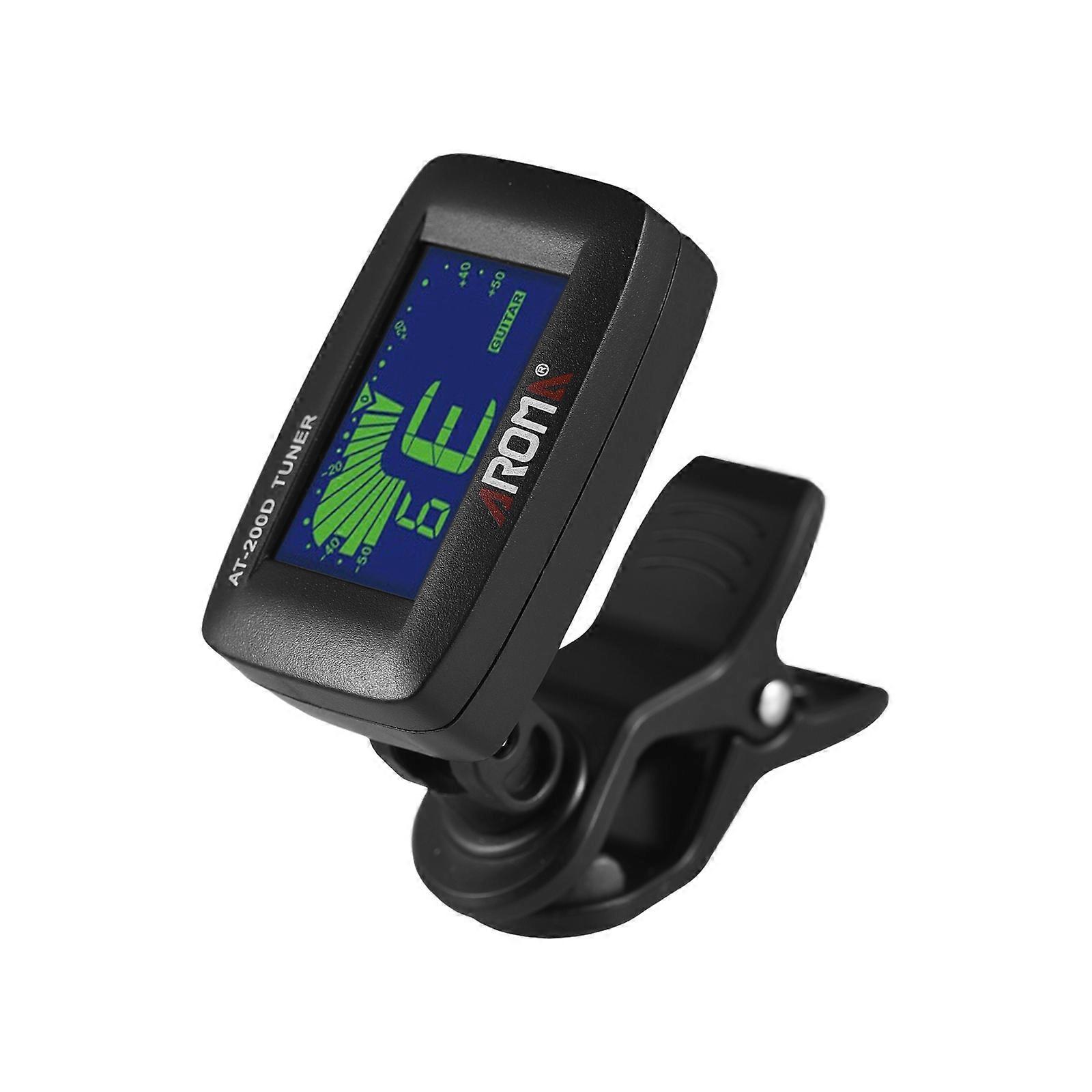 Chromatic Guitar Tuner Clip On with 3-Color Backlight LCD Display Portable Foldable Rotating Clip for Guitar Bass Violin Ukulele