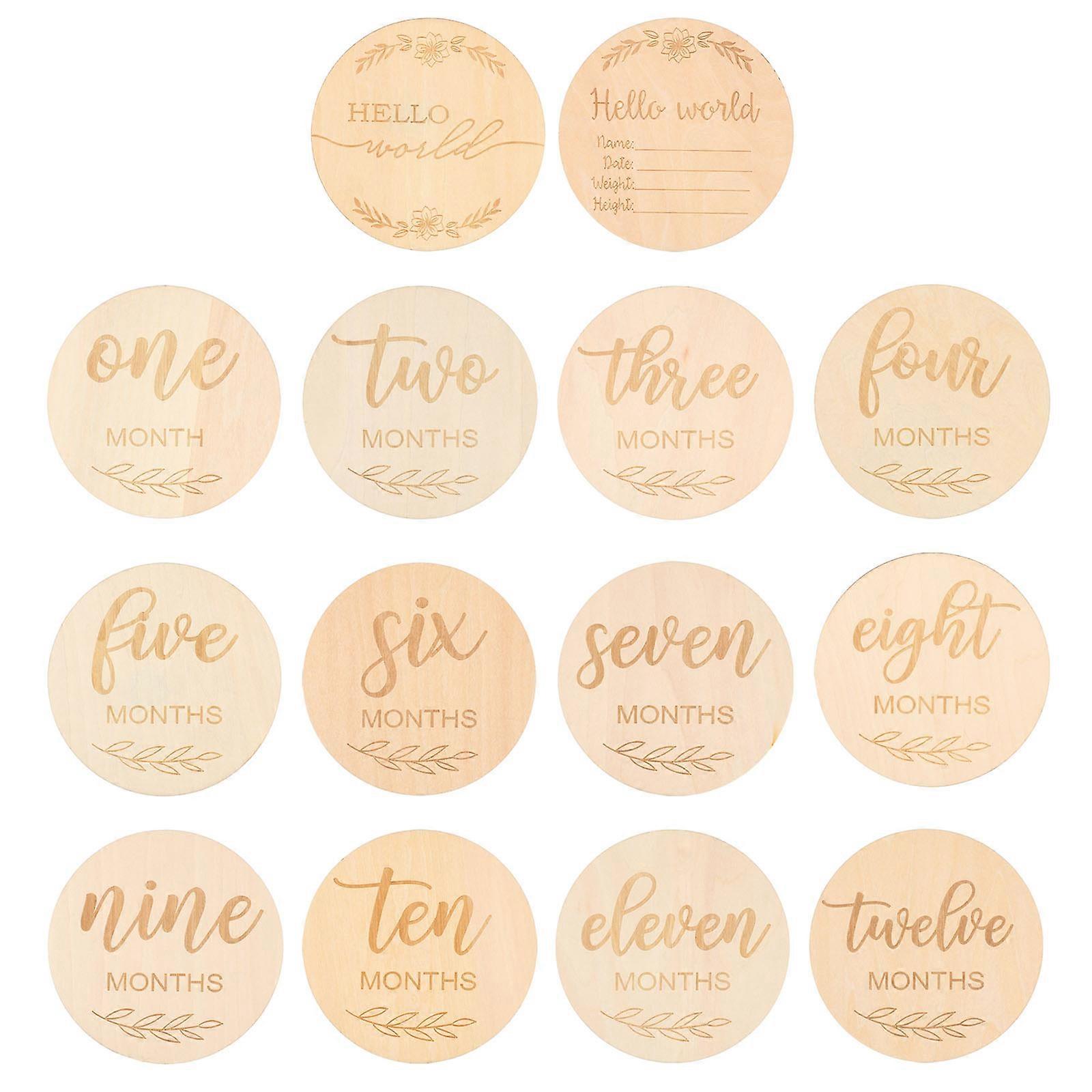 Natural Wood Baby Cards, Ideal for Celebrating and Documenting Growth Milestones