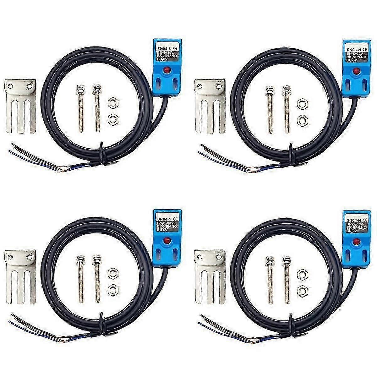 Inductive Proximity Sensor SN04-N NPN Normally Open Approach Switch with Bracket, 4-Pack