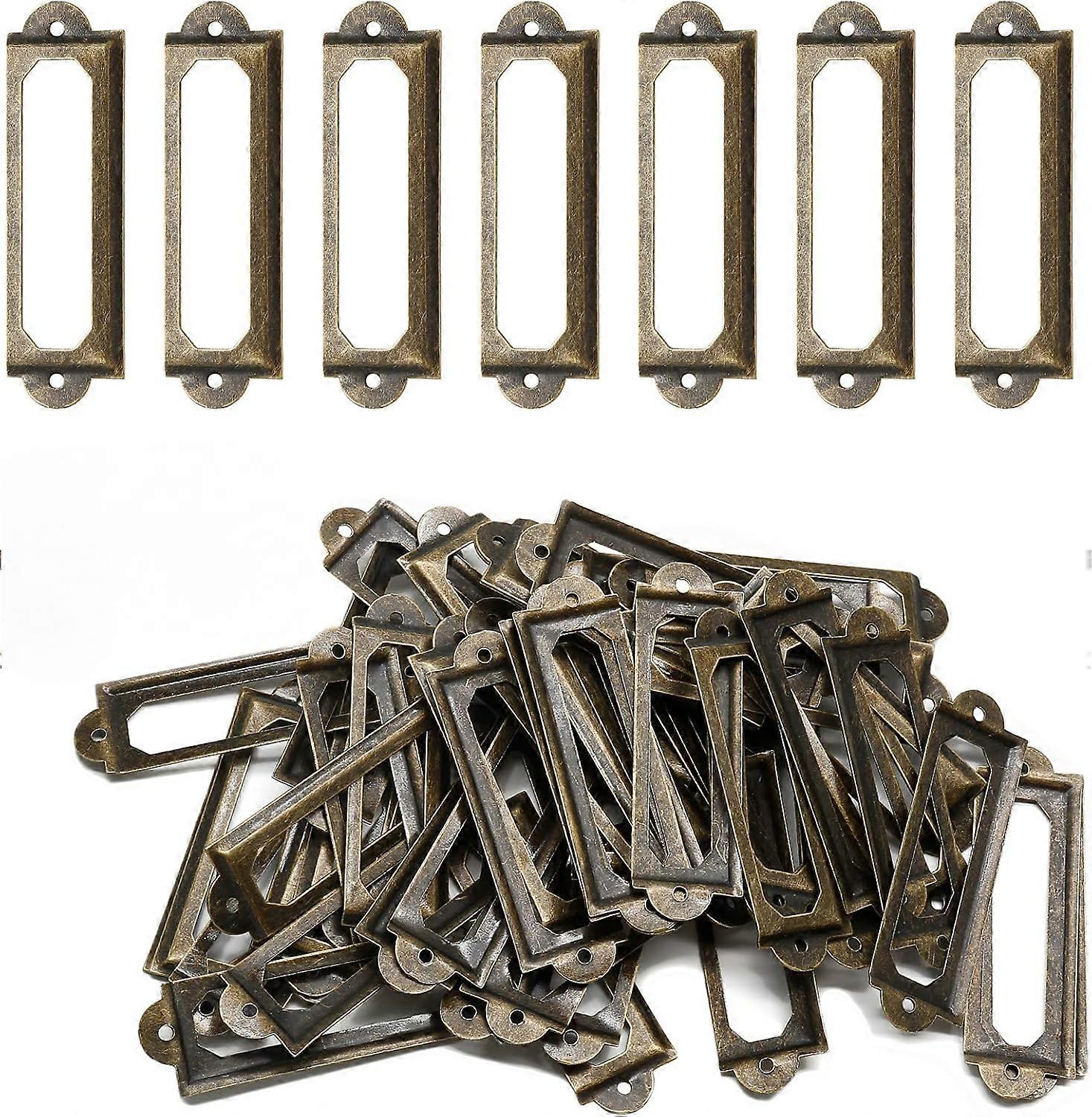 50 Furniture Label Holders - Bronze Colored - 60 mm x 17 mm - Library Label Holders - Decorative Label Holders for nameplates