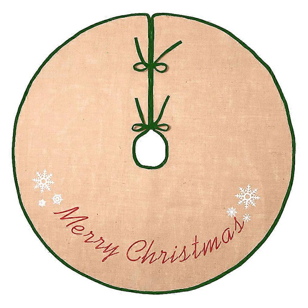 Cozy Tree Skirt Beige Large Tree Skirt Decorative For Christmas Party Cloth Material 122CM Diameter 1Pack