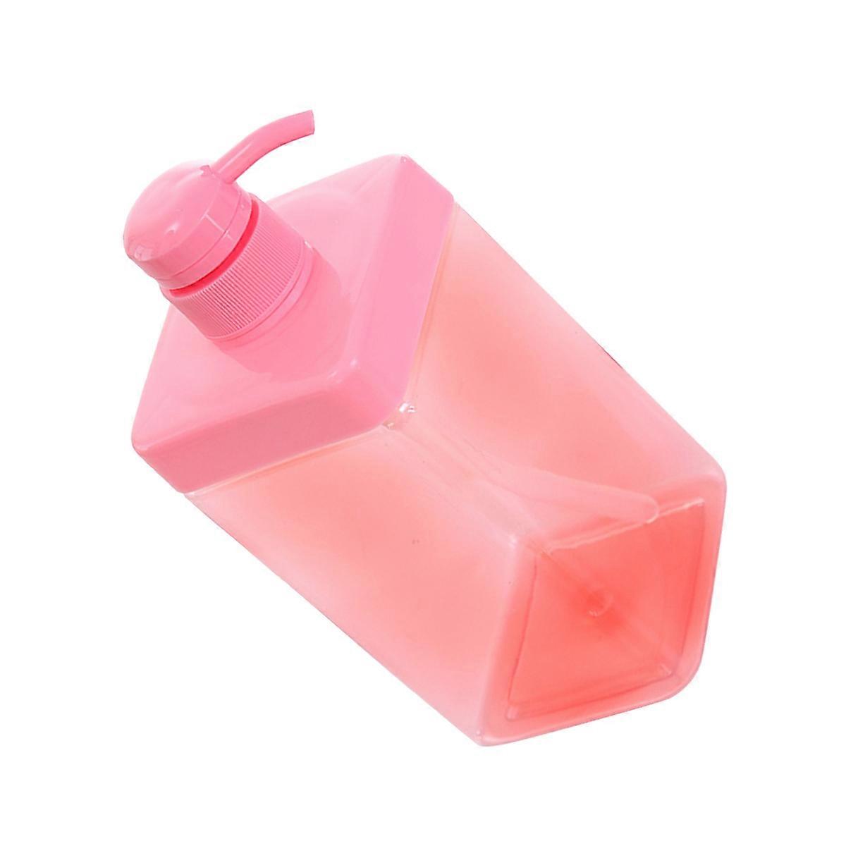 Shampoo Bottle Square Shape Pink 8x8x21.5cm Reusable Long Straw Design 1Pack for Home Use