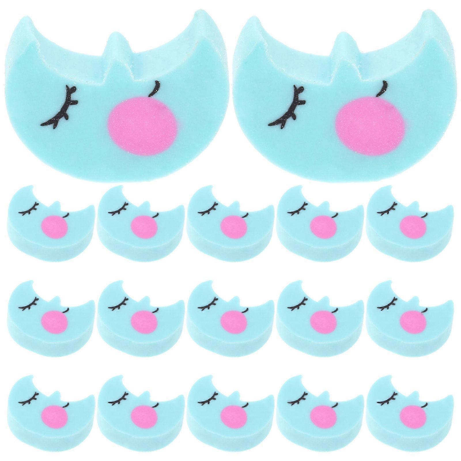 Tiny Erasers Bulk Moon Shaped Miniature For Kids Daily Use Blue TPR Pencil Eraser 50Pcs
