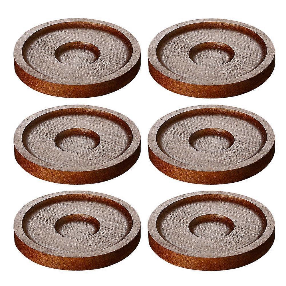 Coasters Wooden Insulation Nonslip Bottom Rotatable Party Hosts Home Use Dark .50X9.50X1.20CM 6Pcs