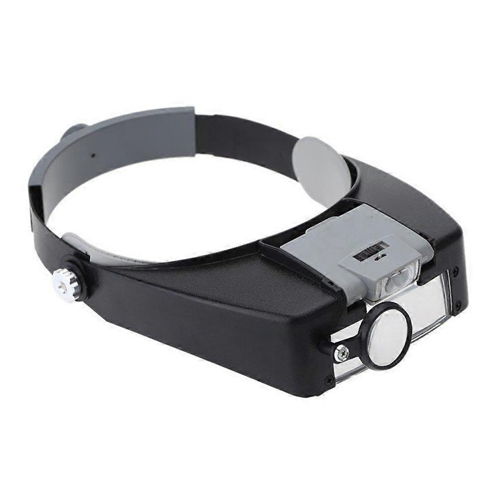 Led Head Mount Magnifier Glasses With Lighted Helmet Artwork Creation Metal 1Pcs