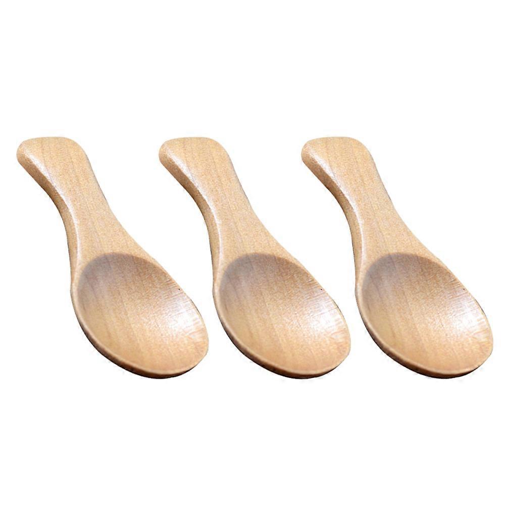 Miniature Spoons Wooden Spoons Mini Milk Spoon Short Handle Ice Cream Scoop Home Use Beige 3Pcs