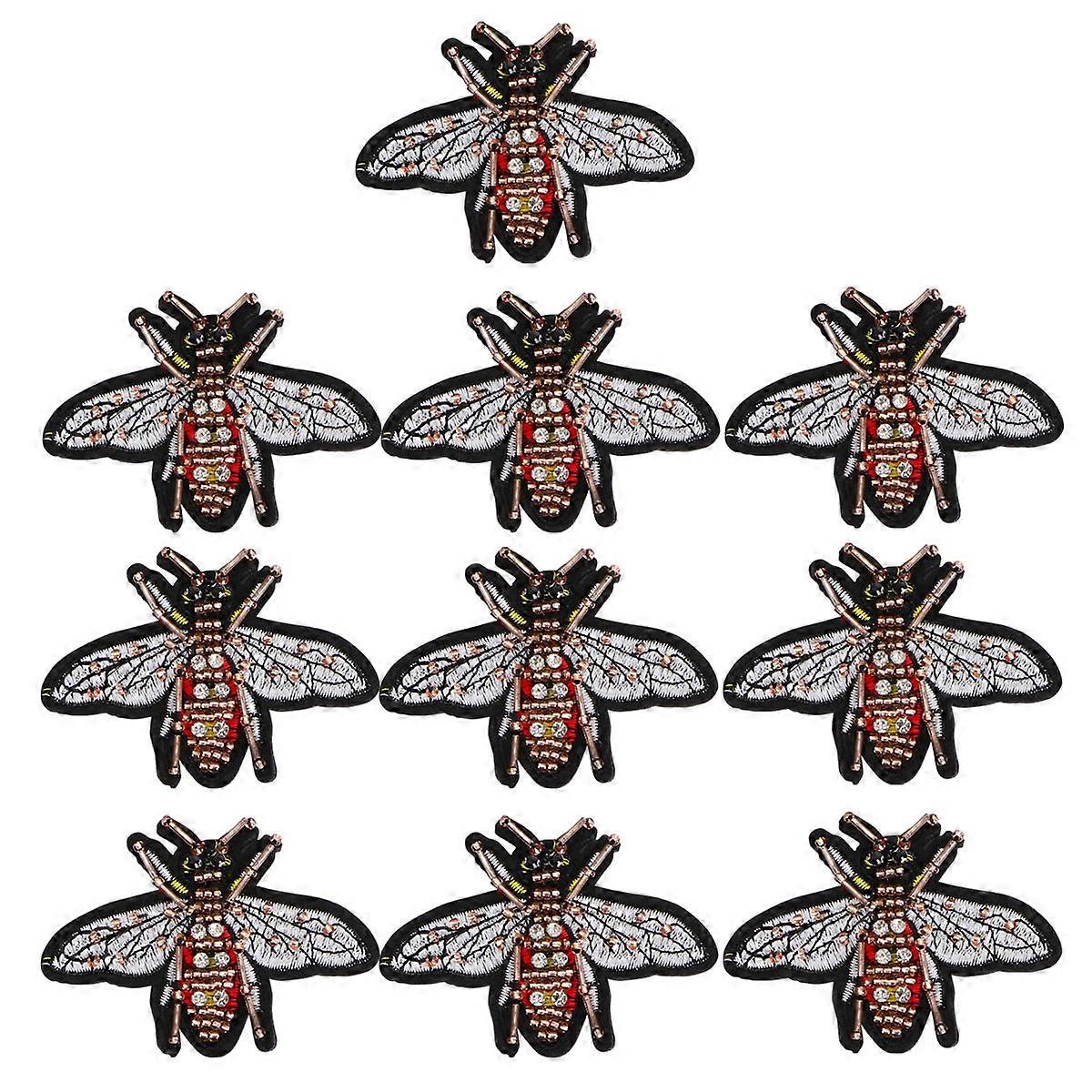 Embroidery Sewing Appliques Bee Shape Patches Multi Colored 6 4 8 8cm Decorate Clothing 10Pcs