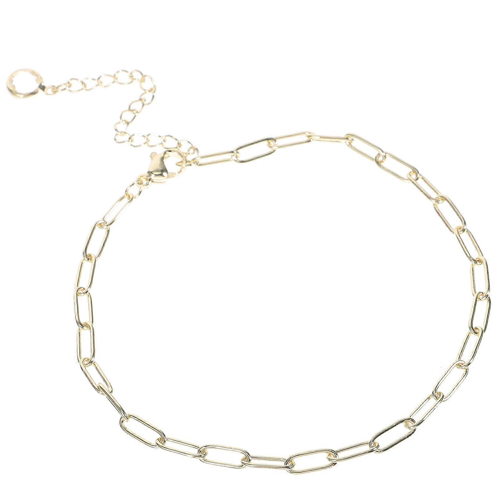 Anklets For Women Paperclip Anklet Golden Color 27.5x0.5cm Adjustable Length 1Set
