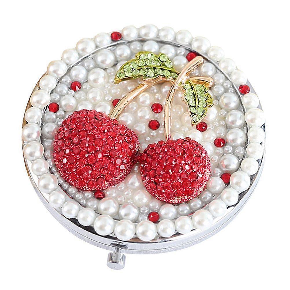 Cherry Pattern Dual-side Cosmetics Mirror Foldable Small Pocket Makeup Mirror