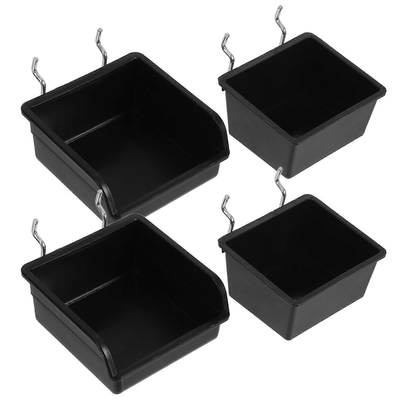 4pcs Pegboard Bins with Hooks Tool Organizers for Garage Walls, Screw Storage Boxes & Wrench Holders for Workshop Accessories & Tools Management