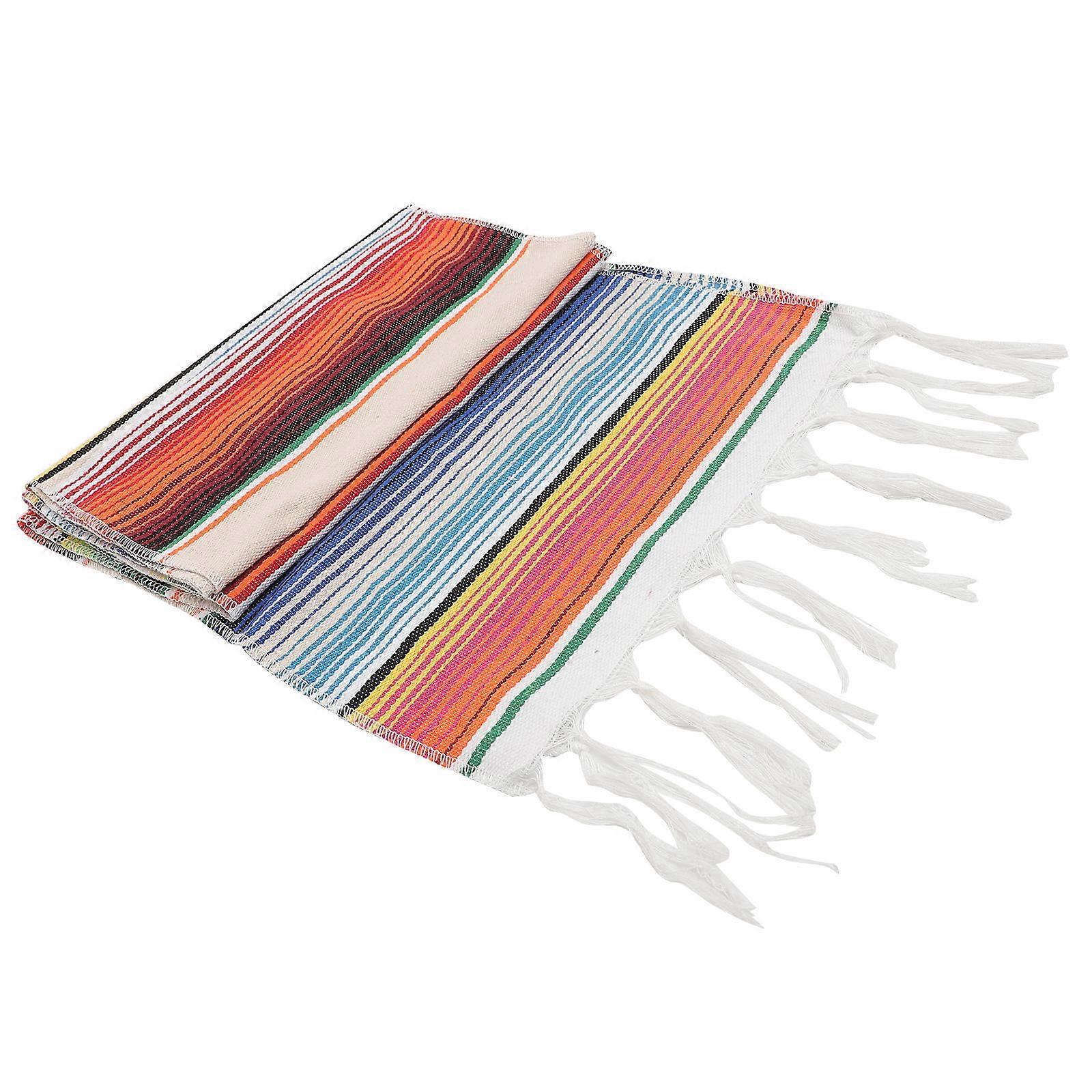 Fiesta Mexican Tablecloth Decorative Rectangular Table Runner Dining Table Multi 215X35X0.1CM Cotton Linen 1Set
