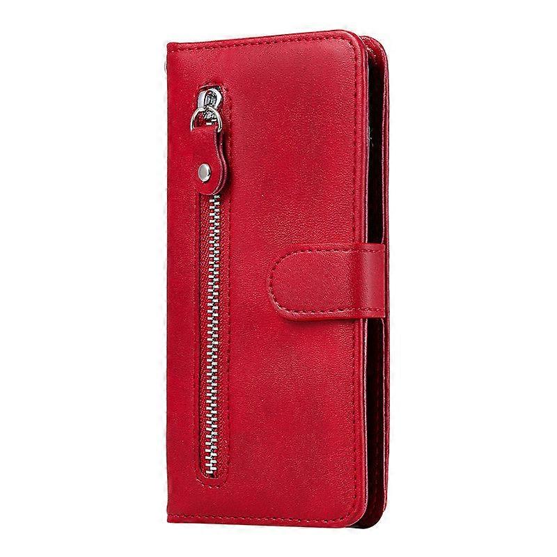 Case For Iphone 13pro Red-calf Grain Zipper Leather Solid Calf Creative Zz227