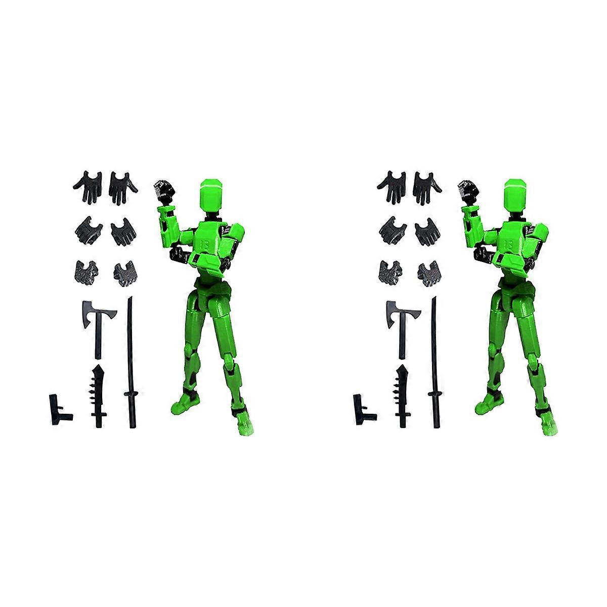 Robot Action Figure, 3D Printed with Full Articulation Green