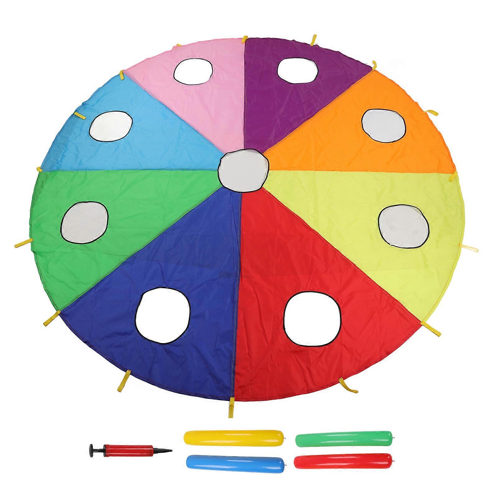 Kids Play Set Umbrella Parachute 9 Holes Round Inflatable Stick Whack-a-Mole Game for Outdoor