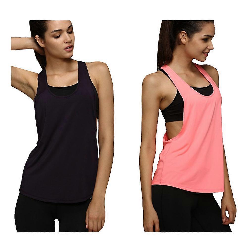 Classical Design Women Activewear Vests Sleeveless Open Back For Yoga Running Size XL 2Pack