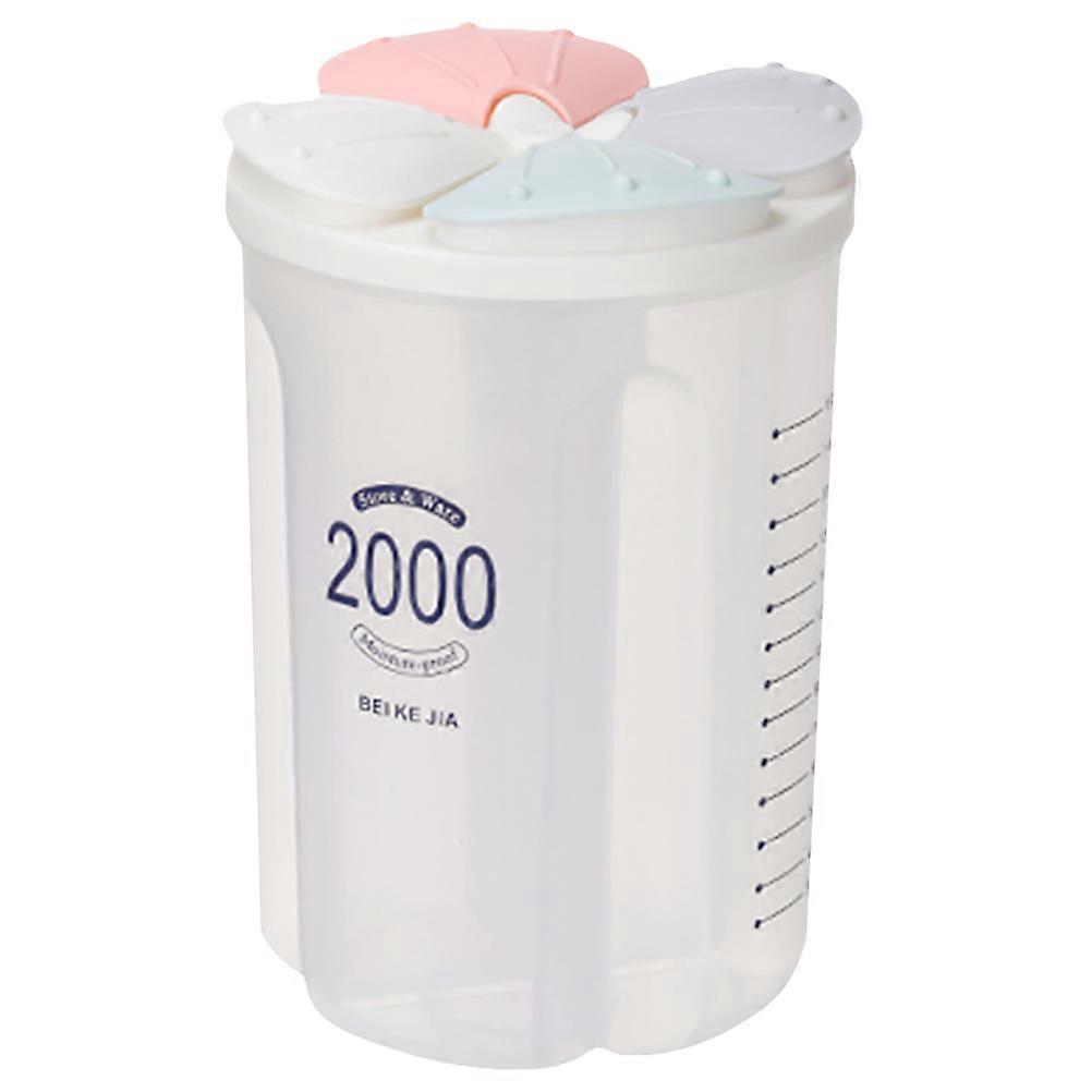 Food Storage Containers Transparent Easy to Lift Lid 2000ml Prevent Food from Getting Damp 4 Compartment 1Pcs