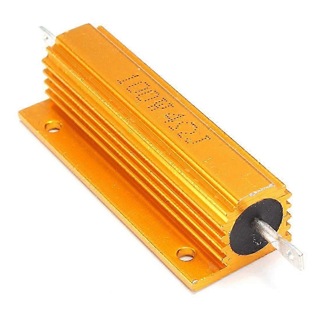 Rezystor mocy w obudowie aluminiowej, złoty, o rezystancji 100 W, 4 Ohm 4R