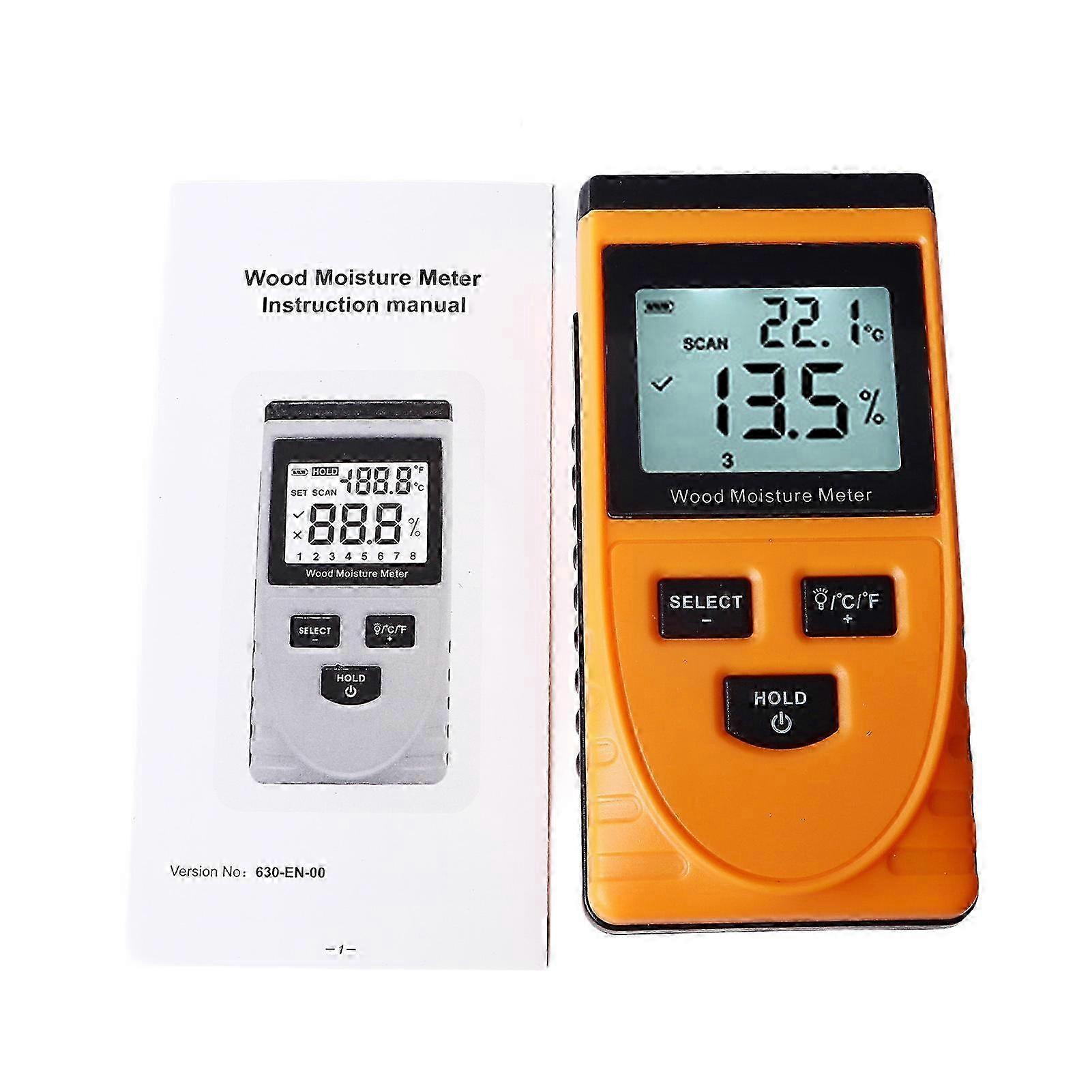 Pinless Wood Moisture Meter with 8 Levels Adjustment - Multifunction Non-Destructive Digital Detector
