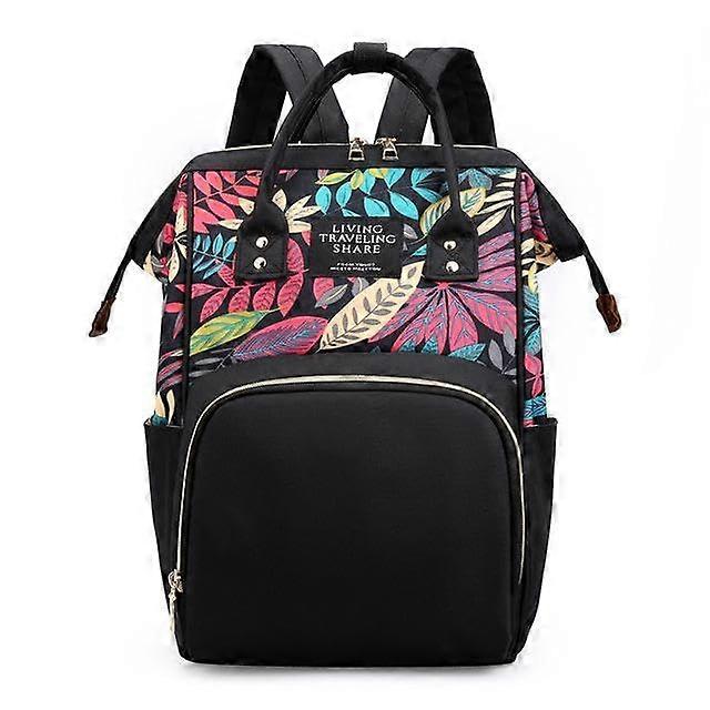 Changing Bag Organiser Pram Large Backpack Maternity Bag Large Floral Pattern Black