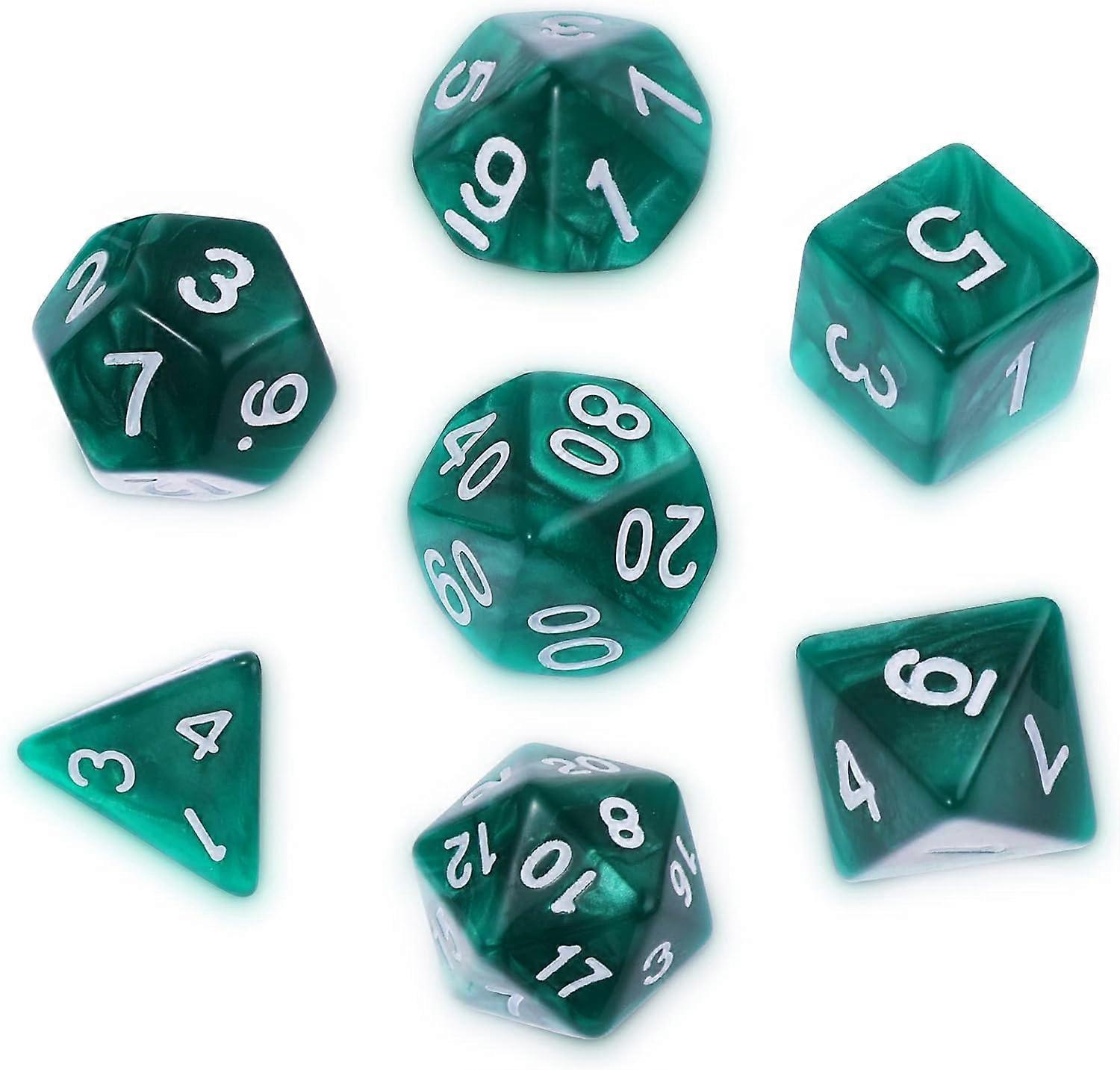 7-Piece DND Dice Set for Dungeons & Dragons, Purple Nebula Multi-Sided Dice RPG Role Playing Tabletop Game (Dark Green)