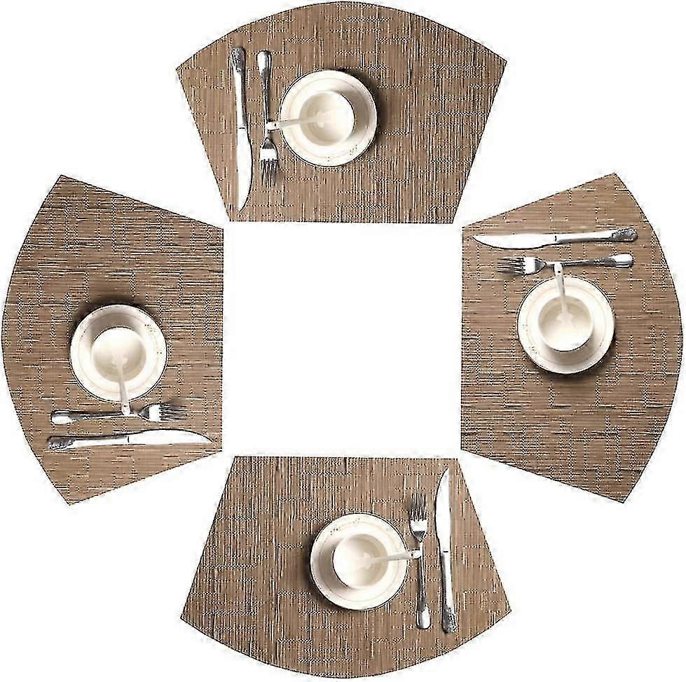 Set of 4 Heat Resistant Round Table Mats, Wedge Placemats, Easy to Clean