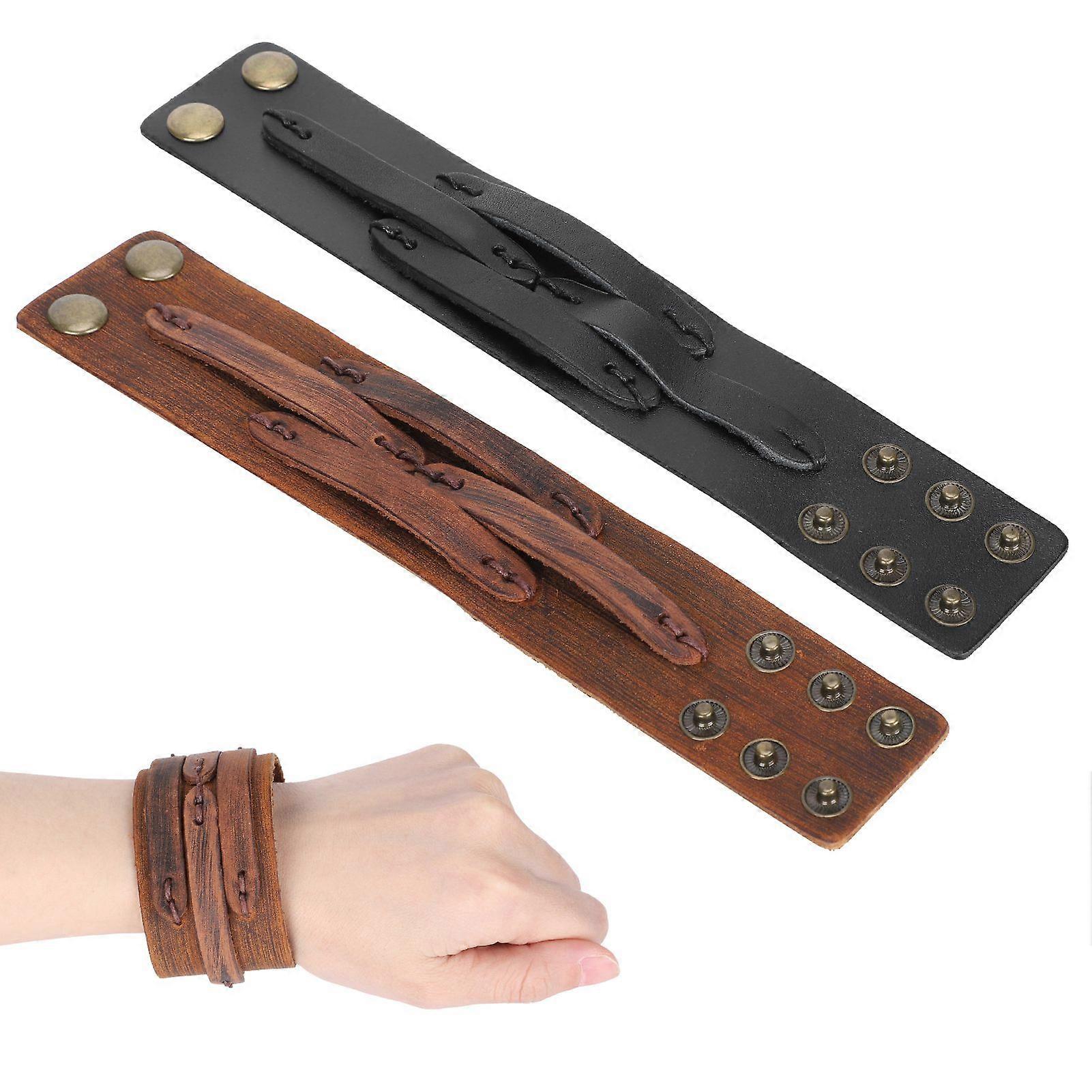 2025 Latest Model  2Pcs Leather Bracelet HandMade Retro Adjustable