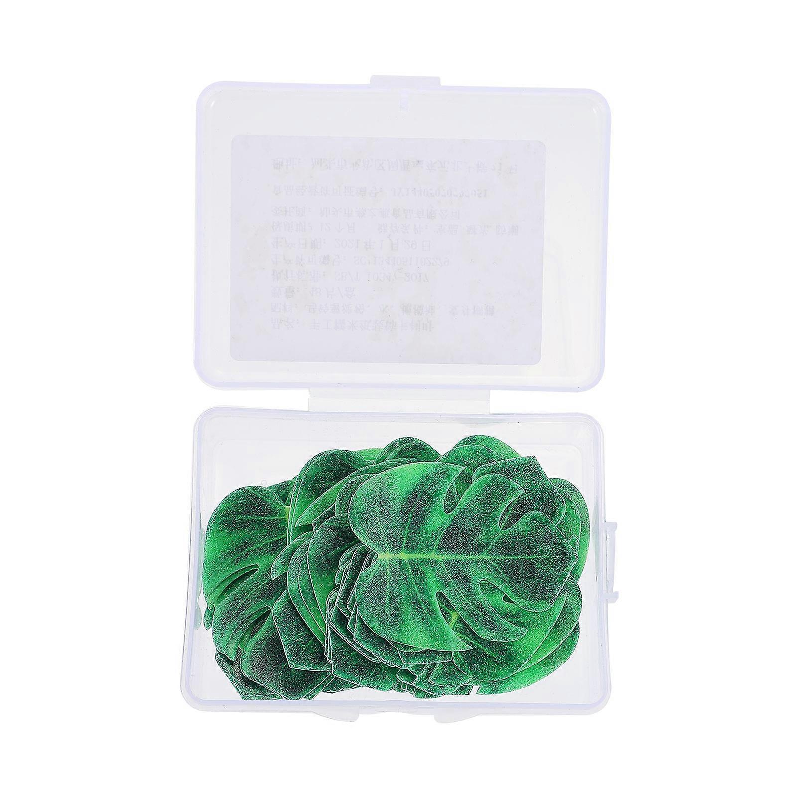 Edible Cake Topper with Decorative Leaves Ornaments for Cake Decor in Green Color 48 Pcs