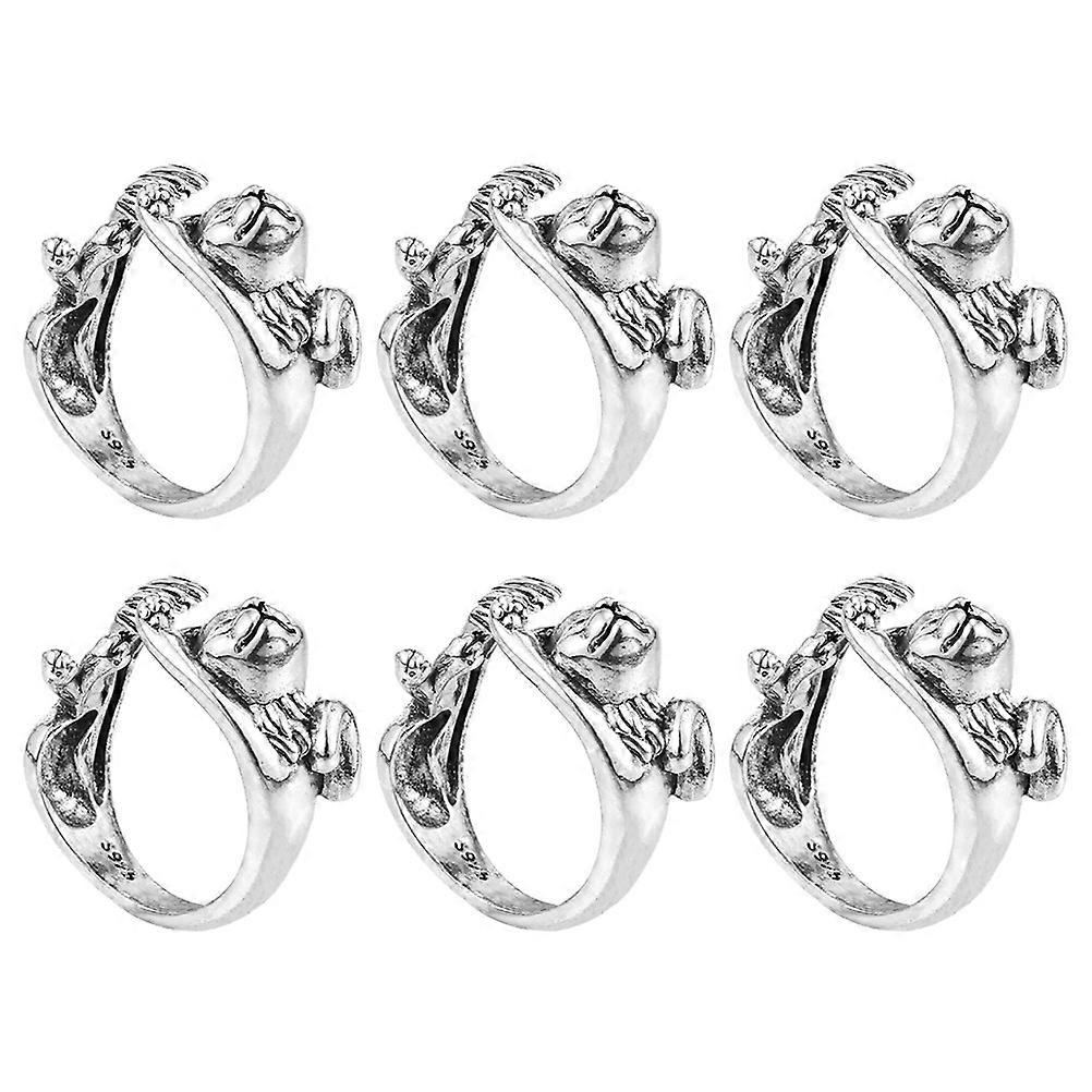 Knitting Loop Rings for DIY Use Silver Alloy CatShaped Lightweight and Compact 6 Pieces