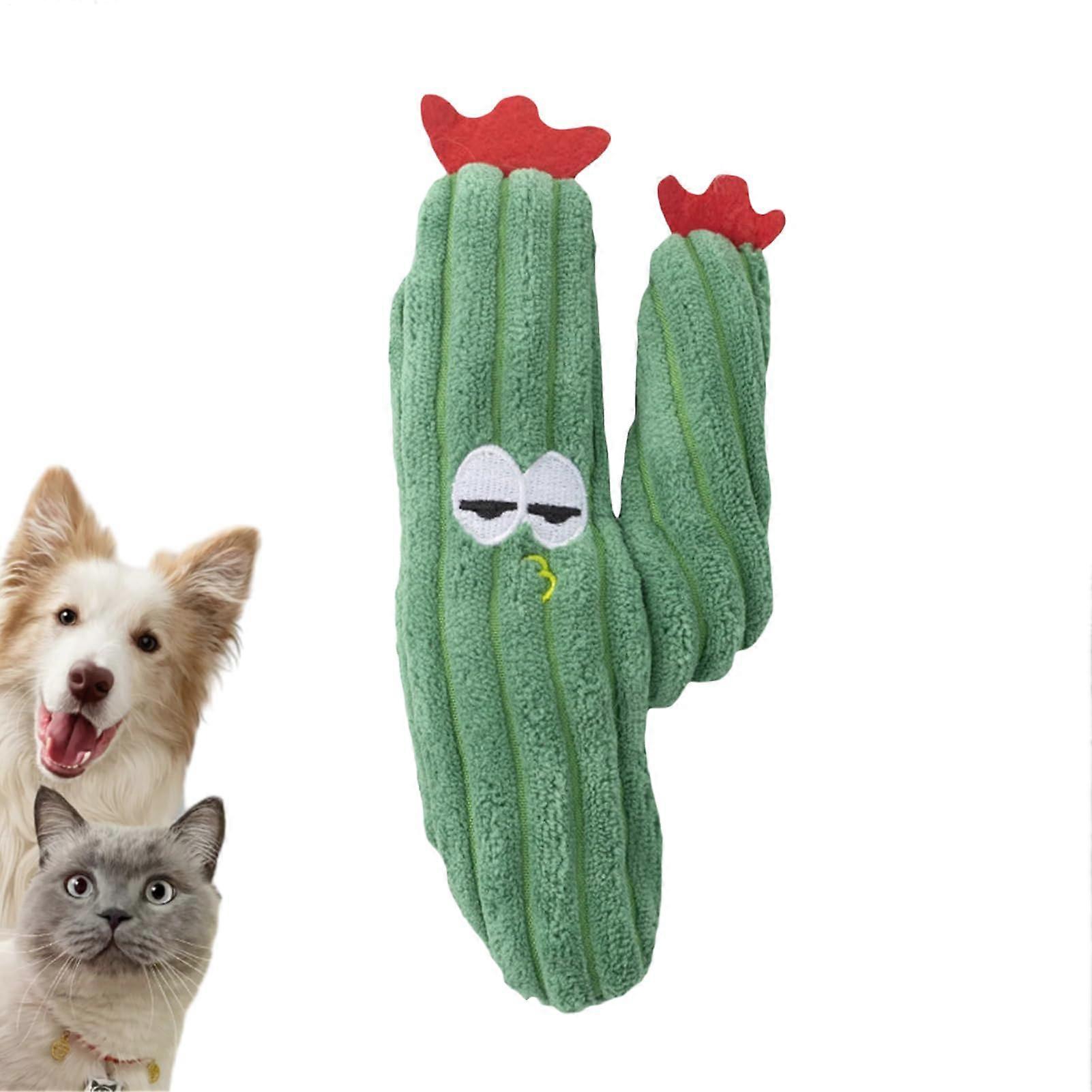 Catnip Toy for Cats, Catnip Interactive Toy Realistic Plush Cactus Calming Toy for Relaxation and Mental Stimulation, Green