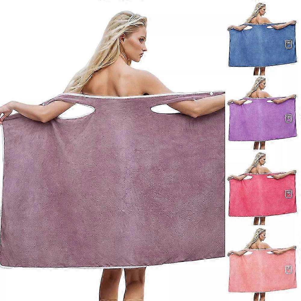 Kvinners brbare dusjskjrt, dusj spa wrap hndkle kjole rask trr badekpe