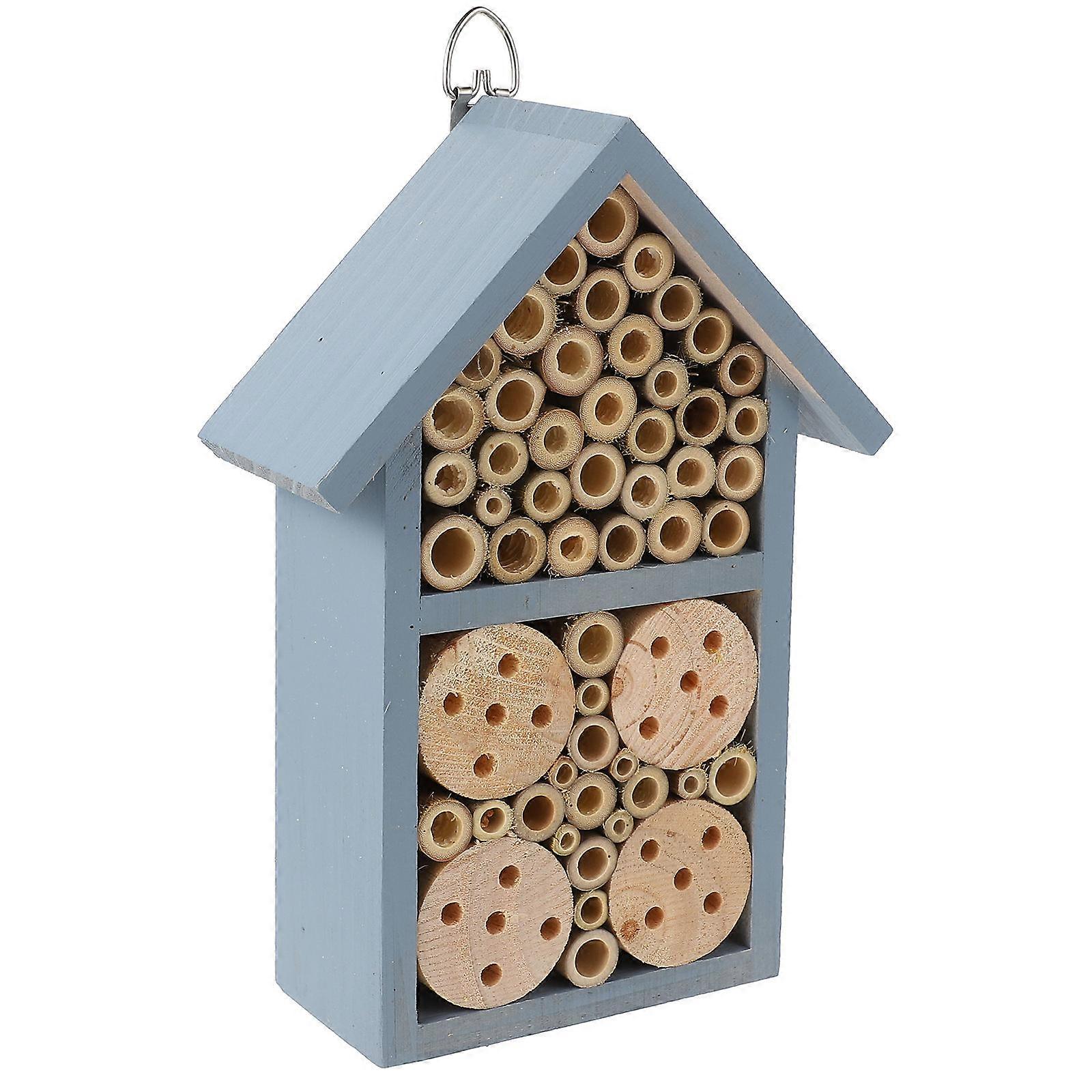 Blue Iron Insect House for Garden Decoration with Wrought Iron Hooks and Stand 1Pc