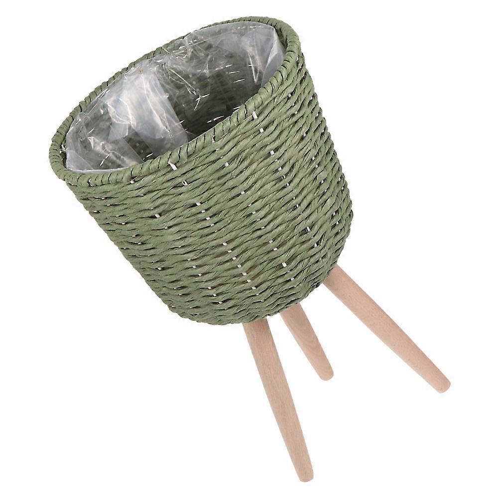 Floor Plant Pot with Corner Bracket for Home Use Safe Durable Green Synthetic Material