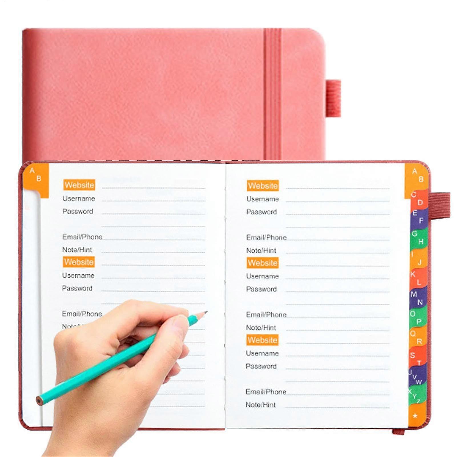 Password Book: Compact Pink Website Password Organizer with Alphabetical Tabs, Address Log Notebook for Secure Logins and Contacts
